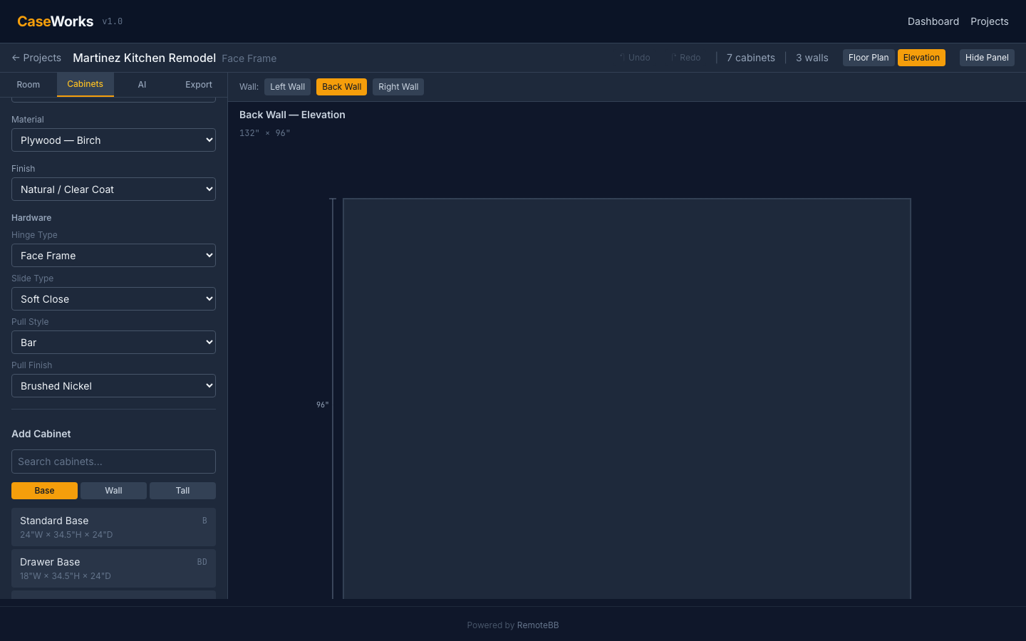 CaseWorks elevation view