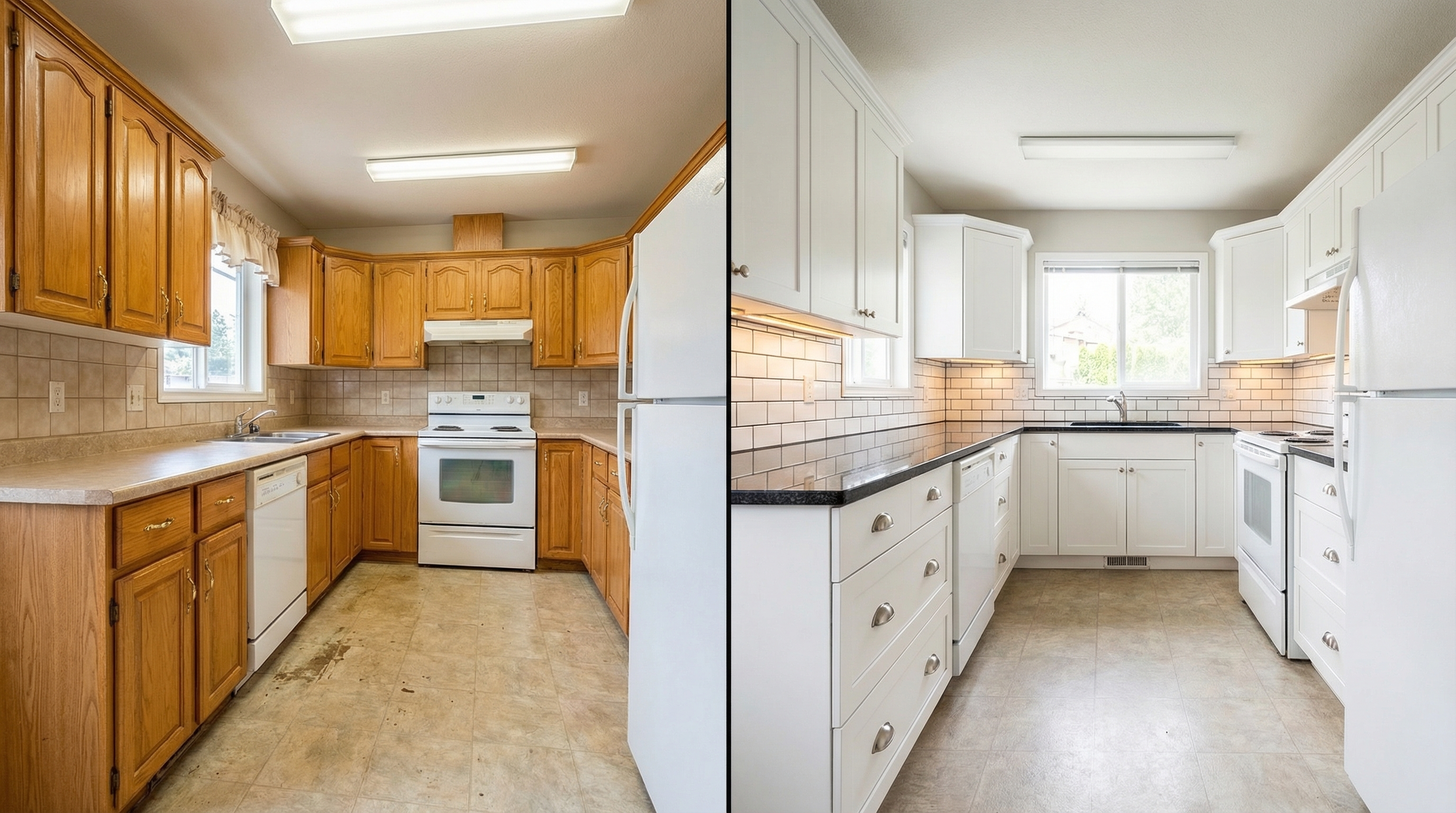 Before and after kitchen transformation